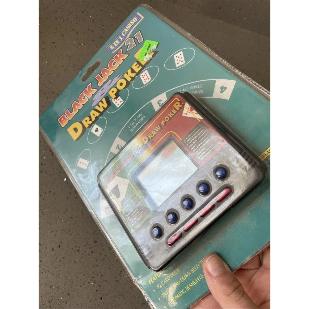 Rare Vintage 90’s Black Jack 21 & Draw Poker Electronic LCD Handheld Game